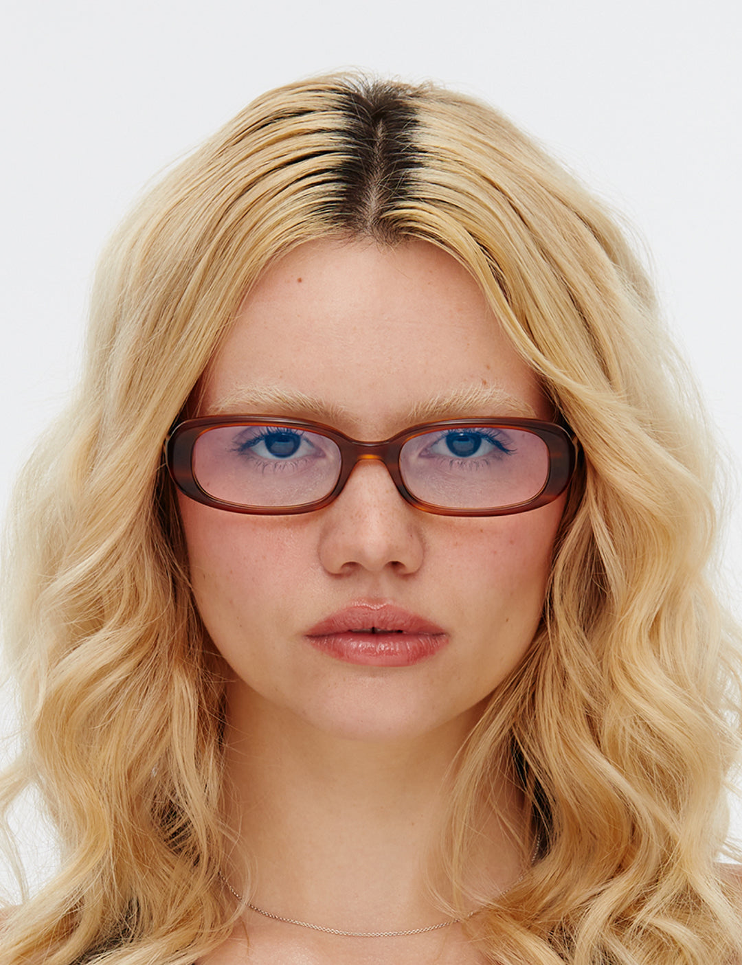 Front shot of the Hot Futures Aurora Eco Caramel Clear lens Prescription Glasses.