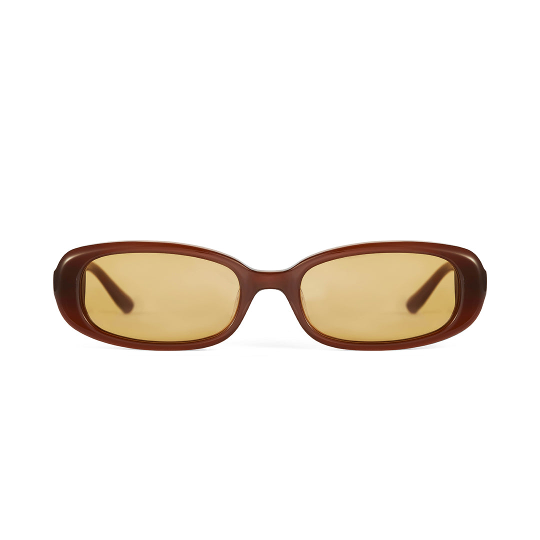 Hot Futures Aurora Sunglasses - Rectangular Slim brown frame, gold lens