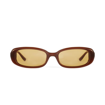Hot Futures Aurora Sunglasses - Rectangular Slim brown frame, gold lens