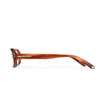Hot Futures Aurora Eco Caramel Clear Lens Prescription Glasses Side Arms shot