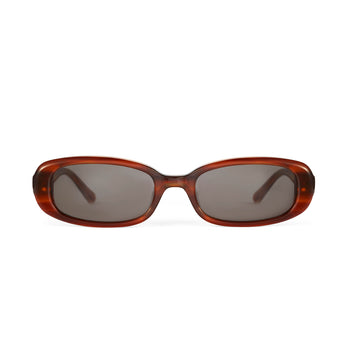 Aurora Sunglasses in Eco Caramel/Dark Green, Rectangular Slim Sunglasses with a darker lens. 