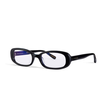 Side angle shot of the Aurora Clear Prescription Glasses by Hot Futures