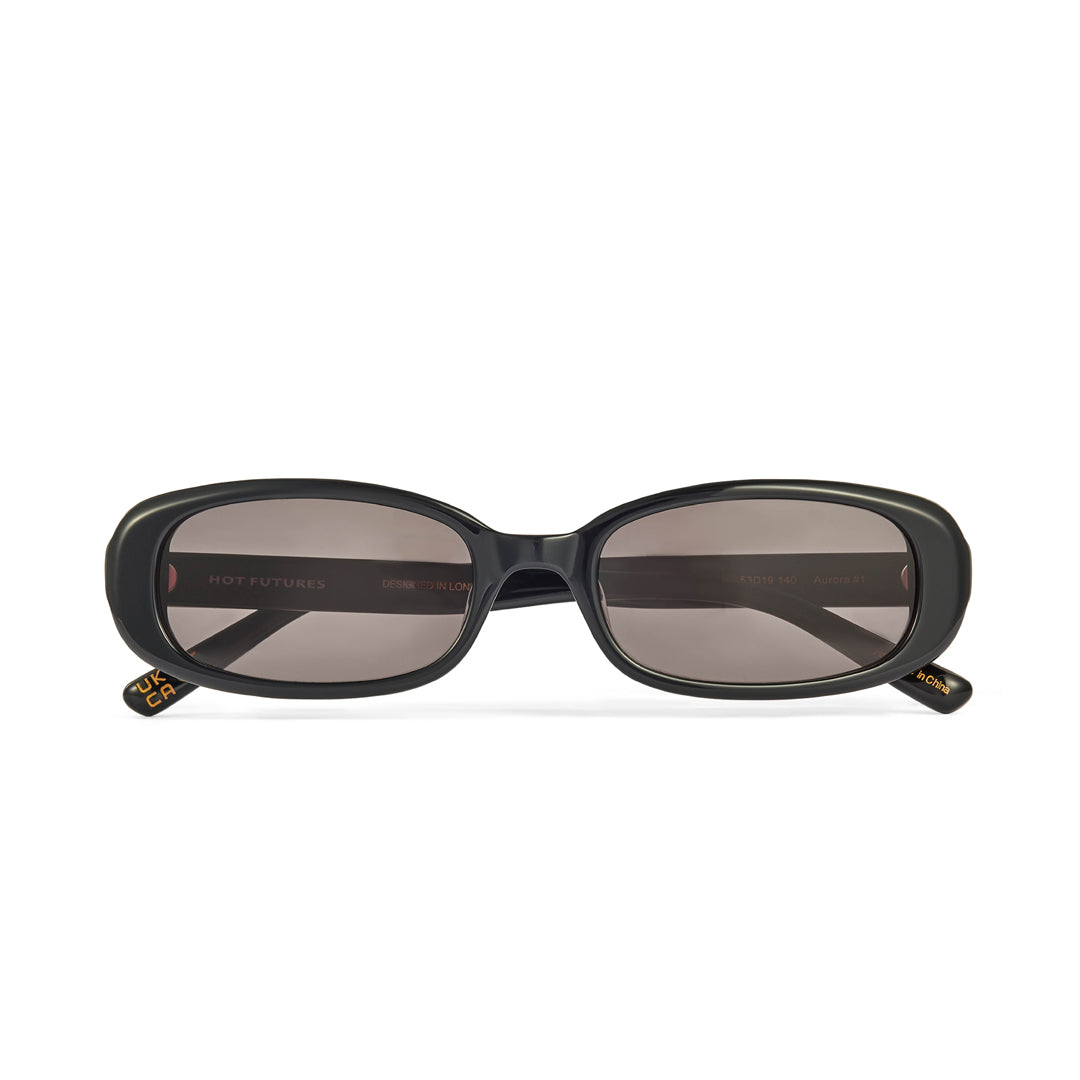 Hot Futures Gloss Black Sunglasses Shot folded from the front