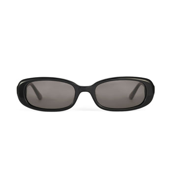 Front Shot of Hot Futures Aurora Gloss Black/Smoke Slim Rectangle Frame Sunglasses 
