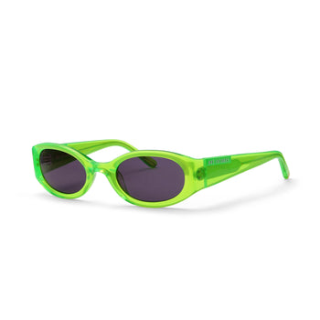 Neon Green Slim Oval sunglasses with a white background