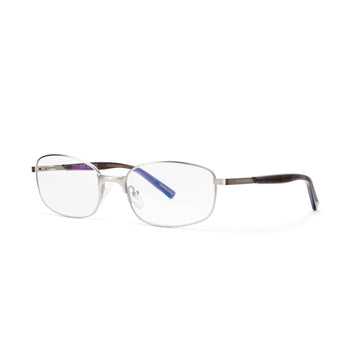 blaze optical glasses with matte silver frame, shot from the side view