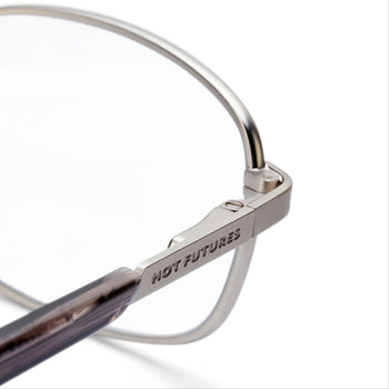 close up shot of Blaze Optical Glasses showing quality and branding