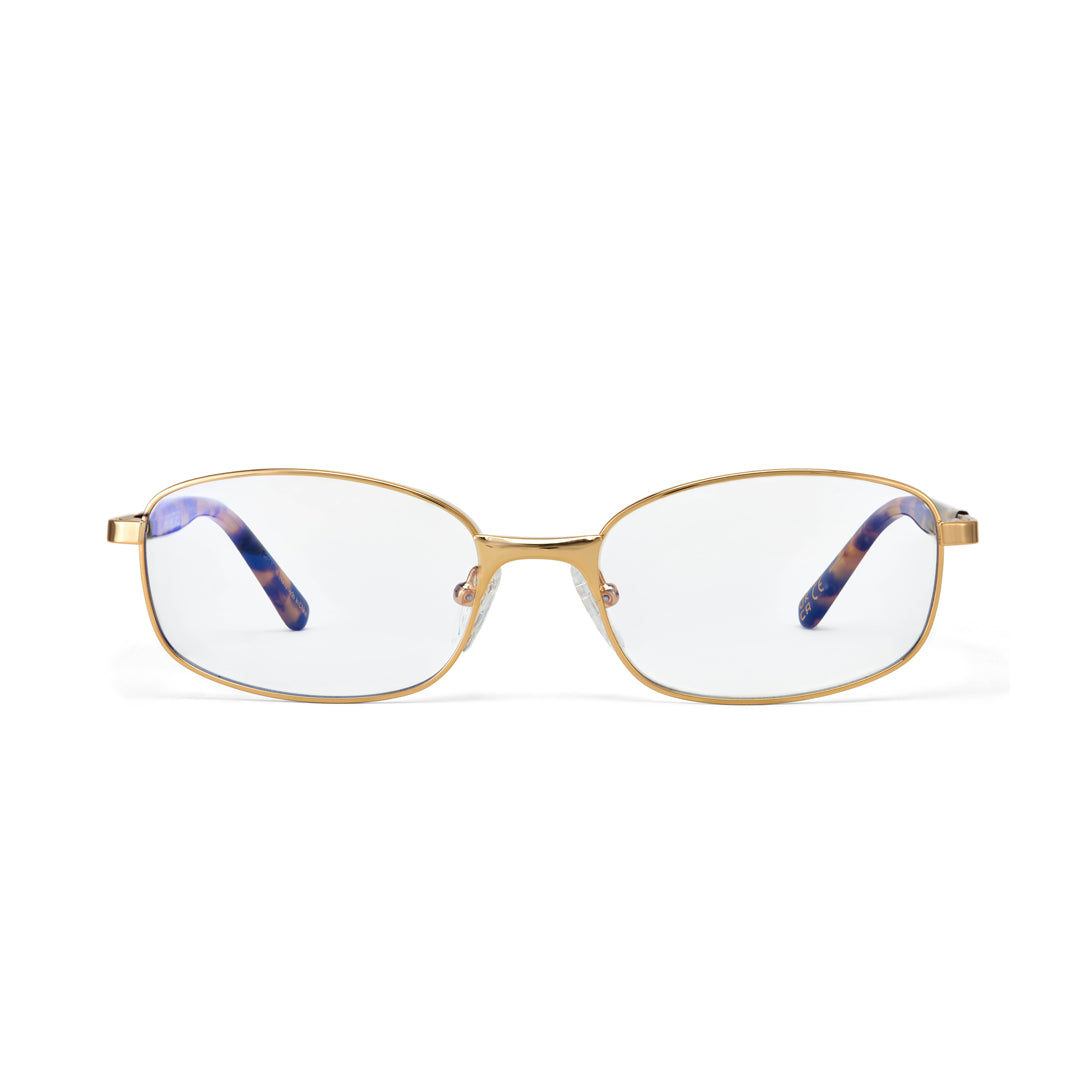 the Blaze Gold-framed prescription eyeglasses on a white background by Hot Futures