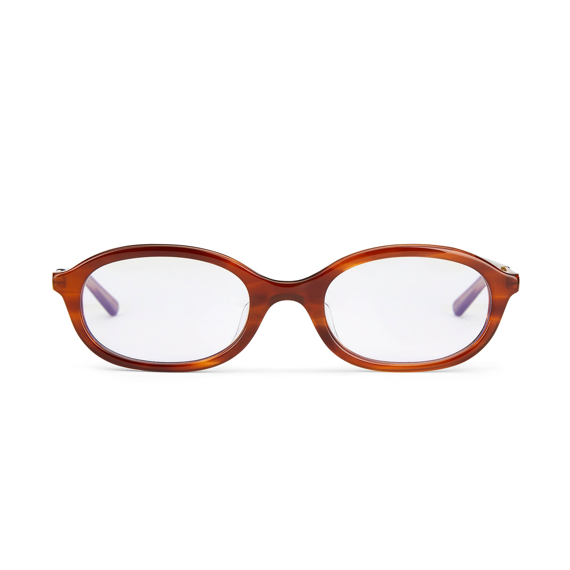 Elliptical full frame eyeglasses with eco caramel tortoiseshell acetate frame