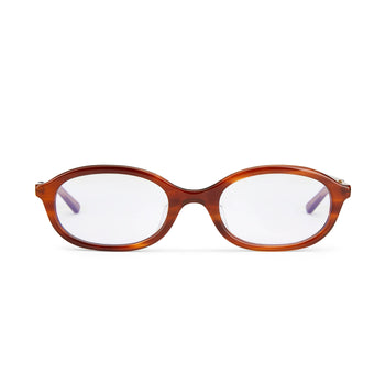 Elliptical full frame eyeglasses with eco caramel tortoiseshell acetate frame