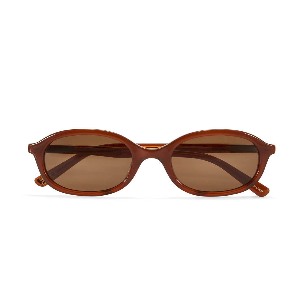 front facing folder shot of the cupid caramel sunglasses 