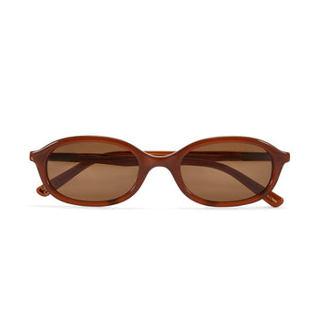 front facing folder shot of the cupid caramel sunglasses 