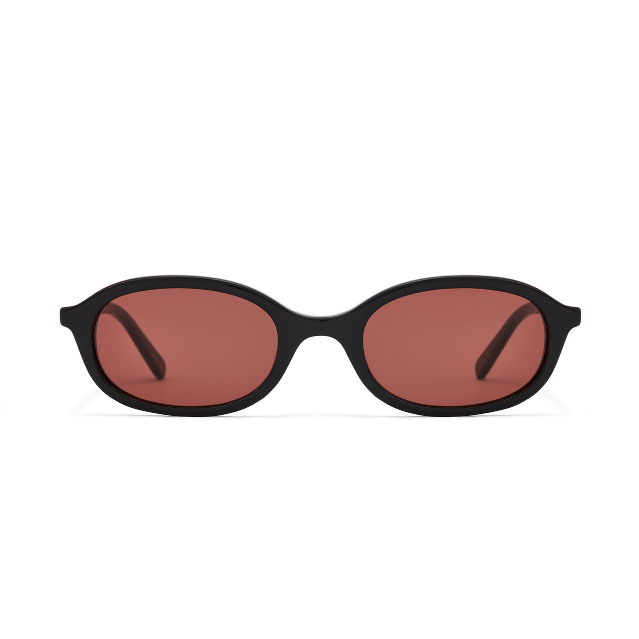 The Cupid Hot Futures Black sunglasses with brown-tinted lenses on a white background