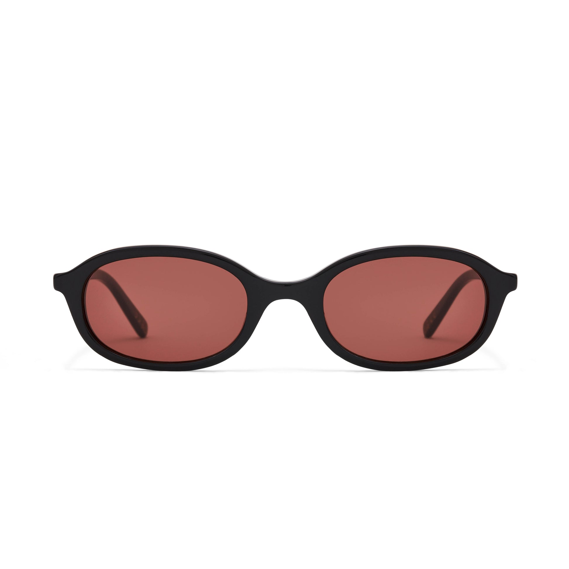 The Cupid Hot Futures Black sunglasses with brown-tinted lenses on a white background