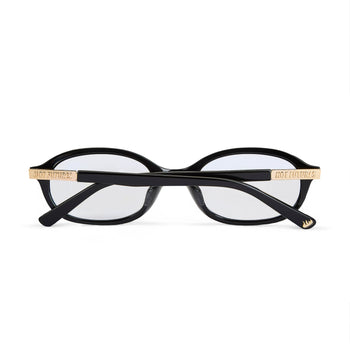 back shot of the cupid black glasses with clear lens 