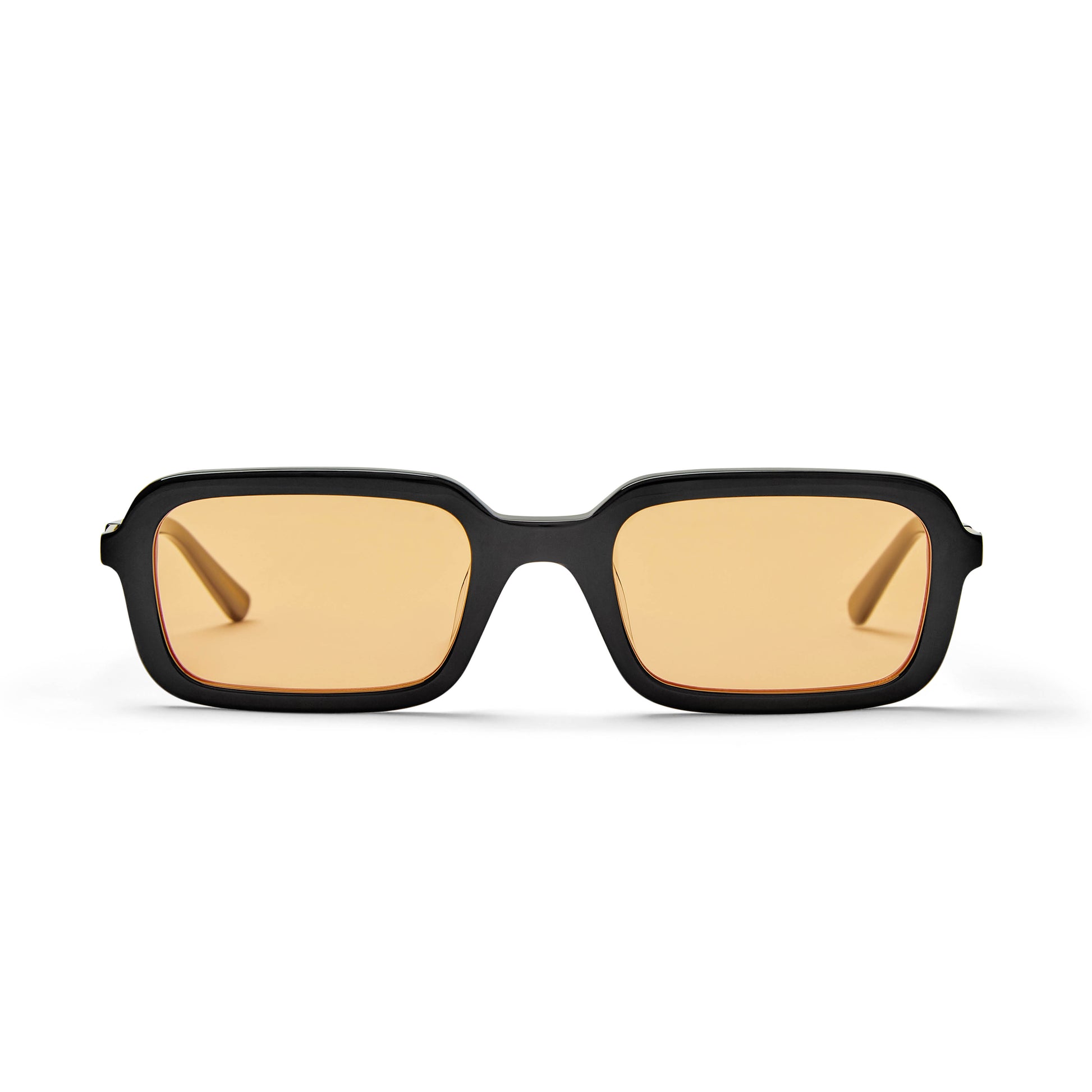 Dime Sunglasses in Gloss Black frame with orange amber lenses