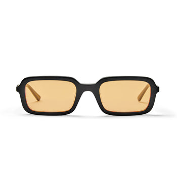 Dime Sunglasses in Gloss Black frame with orange amber lenses