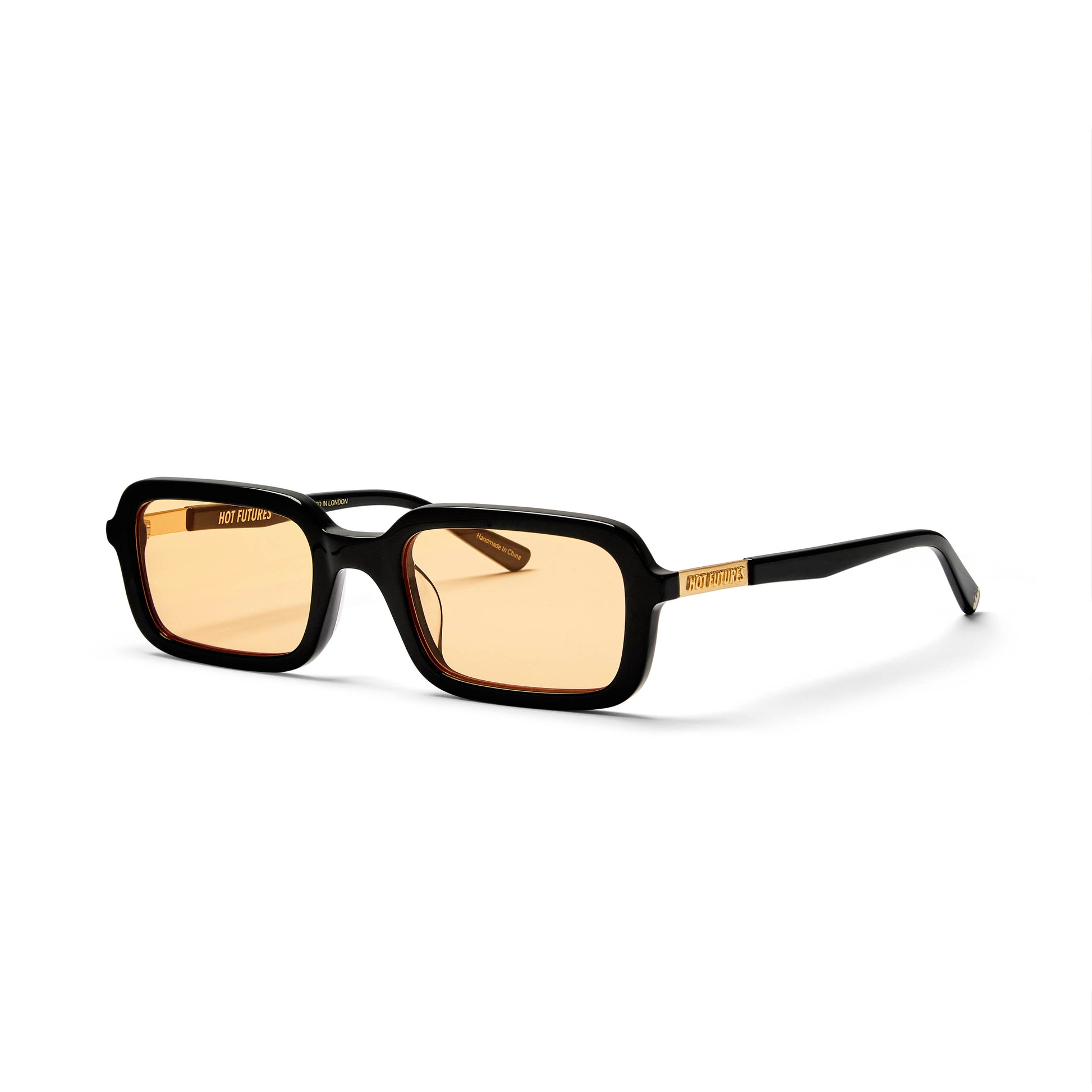 Dime Sunglasses in Gloss Black frame with orange amber lenses