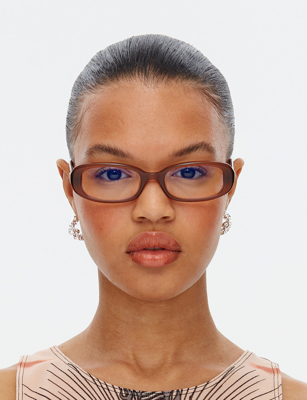 Shot of the Hot Futures Brown Frame Clear Lens Prescription Glasses