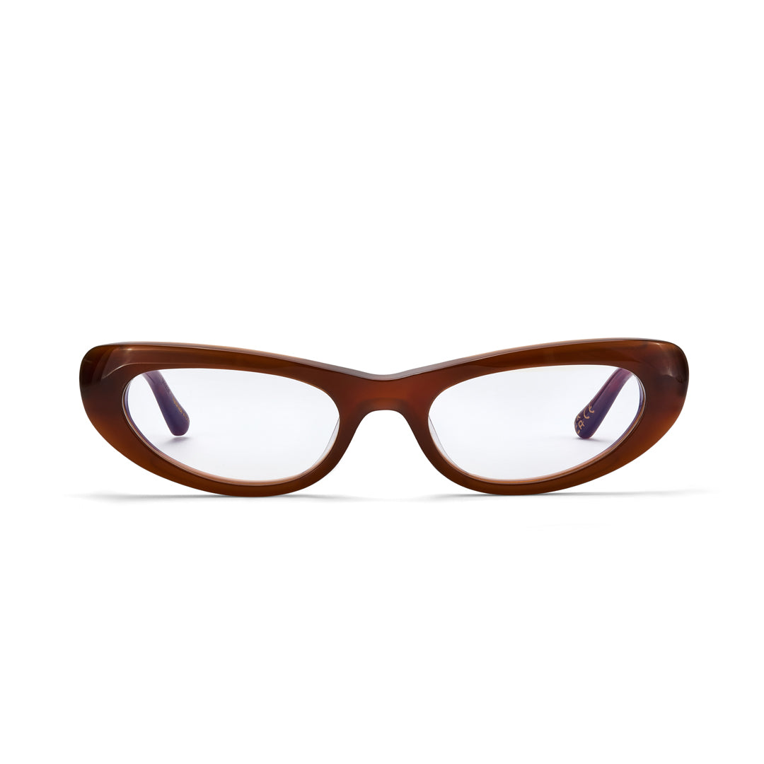 Brown eyeglasses on a white background