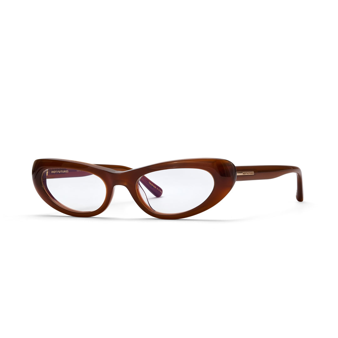 Brown eyeglasses on a white background