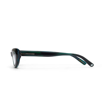 Green eyeglasses on a white background