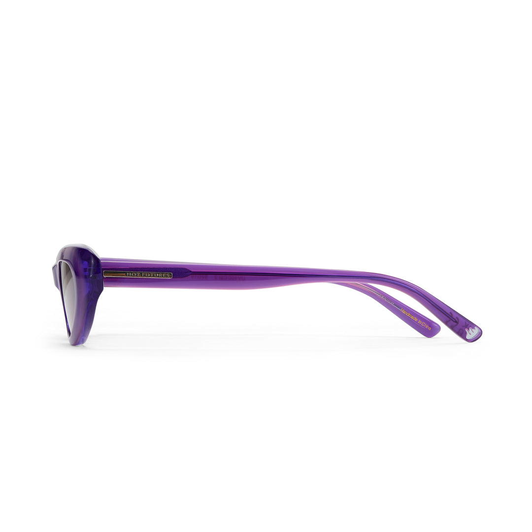 Purple sunglasses on a white background