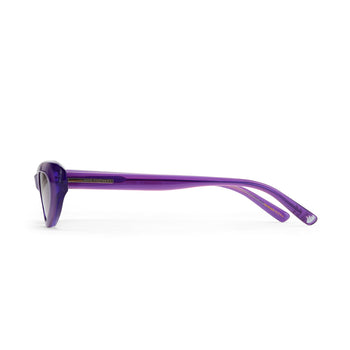 Purple sunglasses on a white background