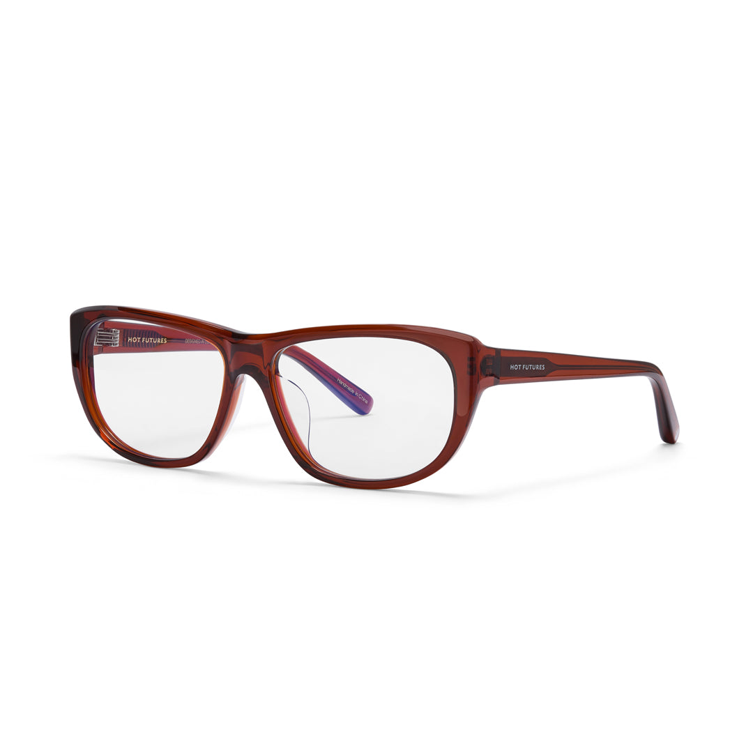 Brown eyeglasses on a white background