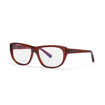 Brown eyeglasses on a white background
