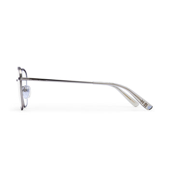 Silver eyeglasses on a white background