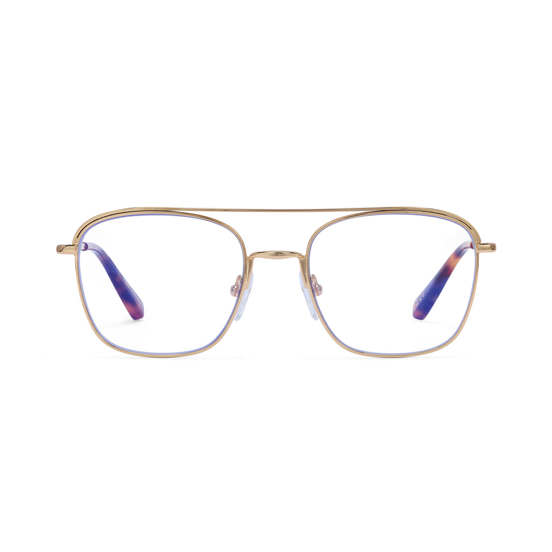 The Hot Futures old frame clear blue light lens glasses on a white backdrop