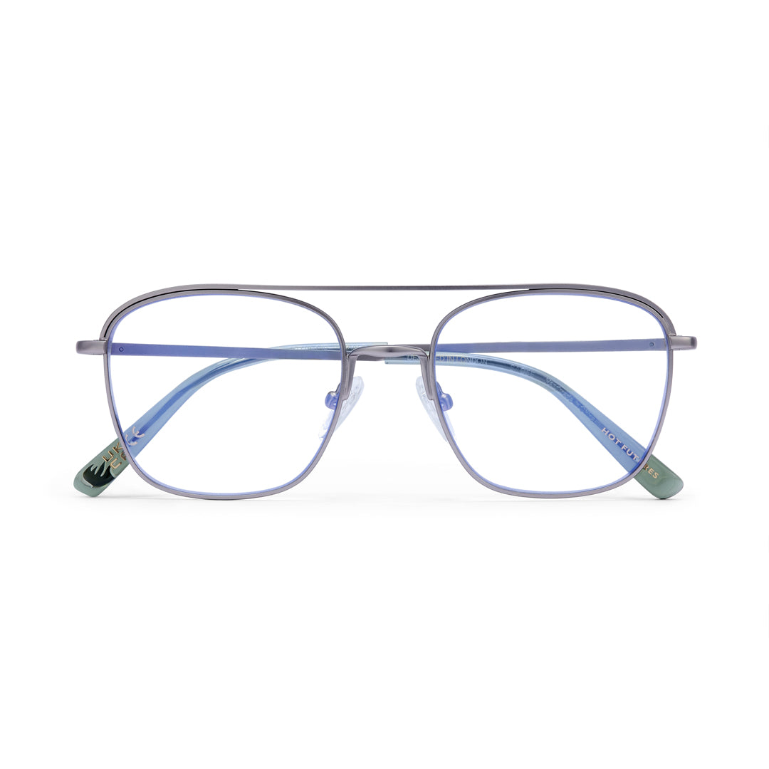 Blue eyeglasses on a white background